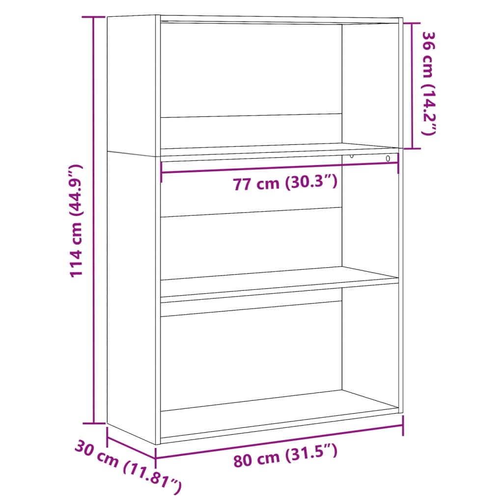 Bücherregal Braun Eichen-Optik 80x30x114 cm Holzwerkstoff