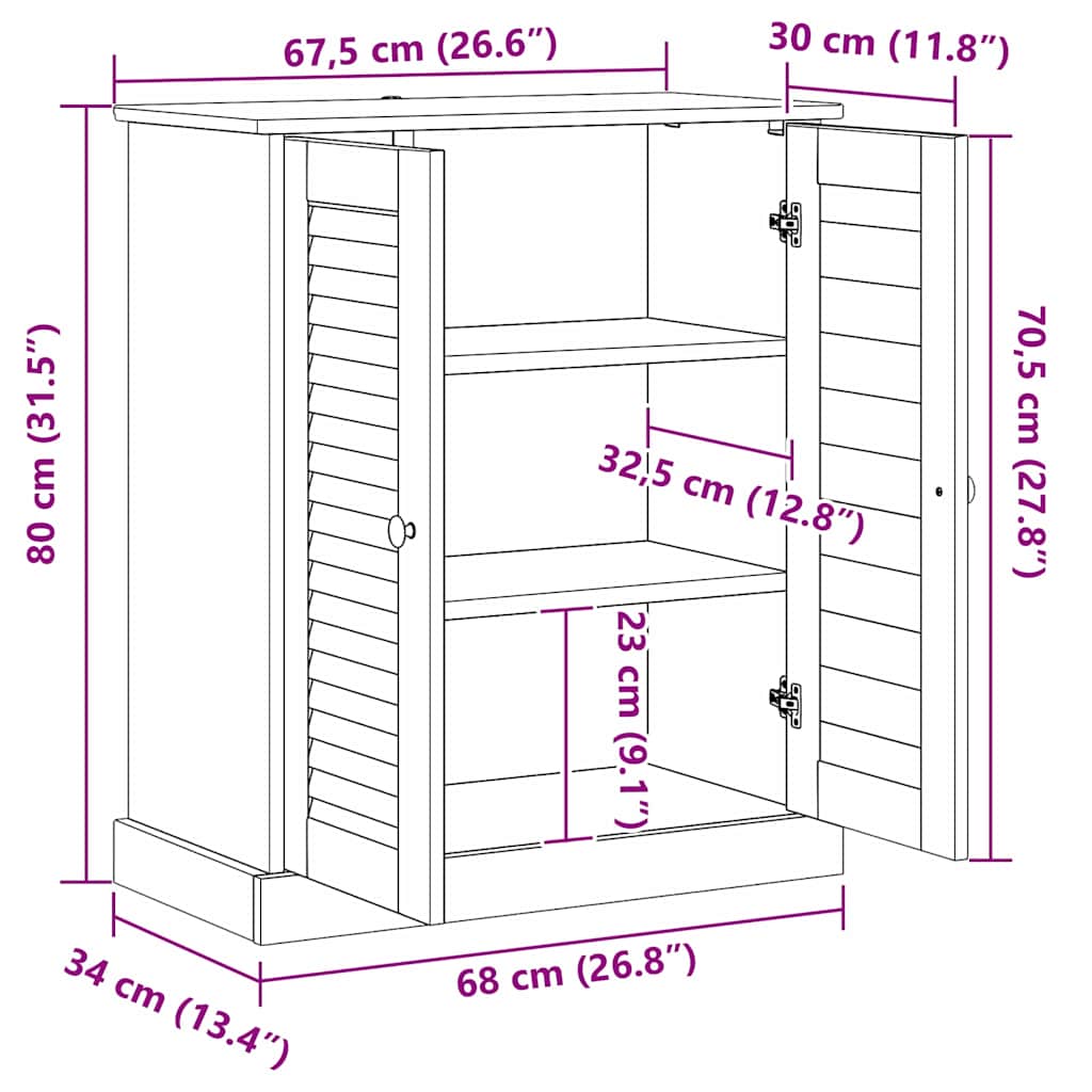 Badezimmer Schrank mit Speicher VIGO Weiß 67,5 x 34 x 80 cm