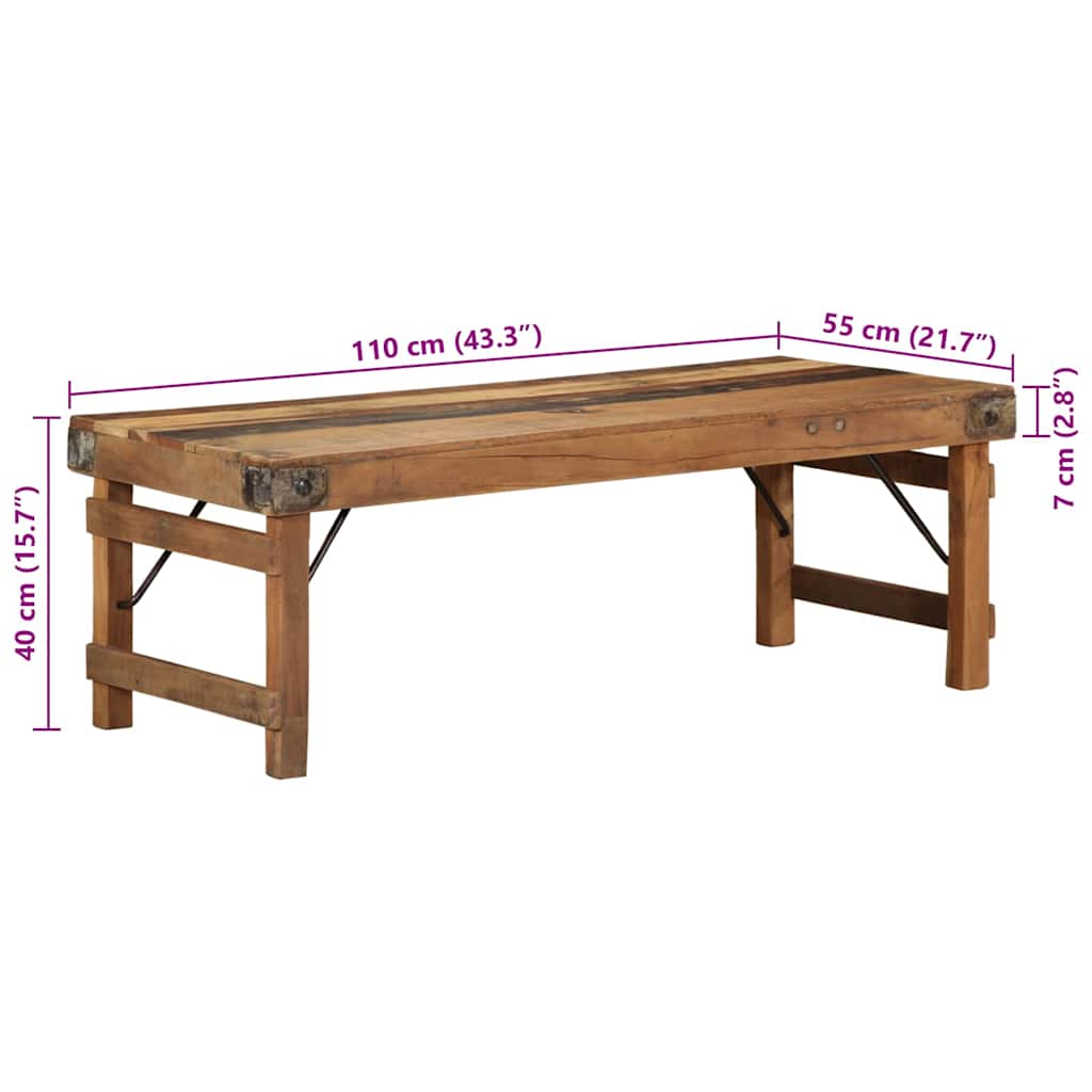 Couchtisch Braun 110 x 55 x 40 cm recyceltes Massivholz