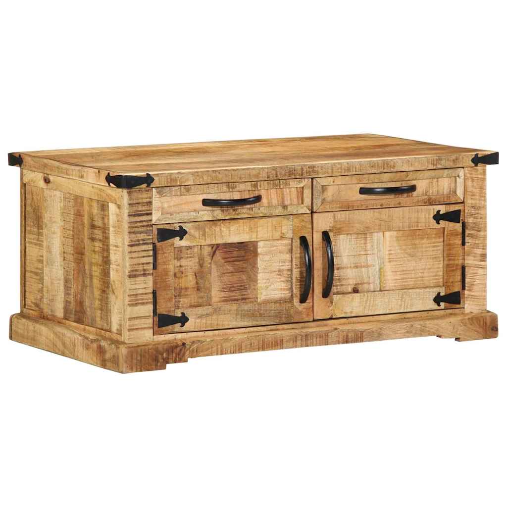 Couchtisch with Drawer Braun 90 x 50 x 40 cm Massivholz Mango