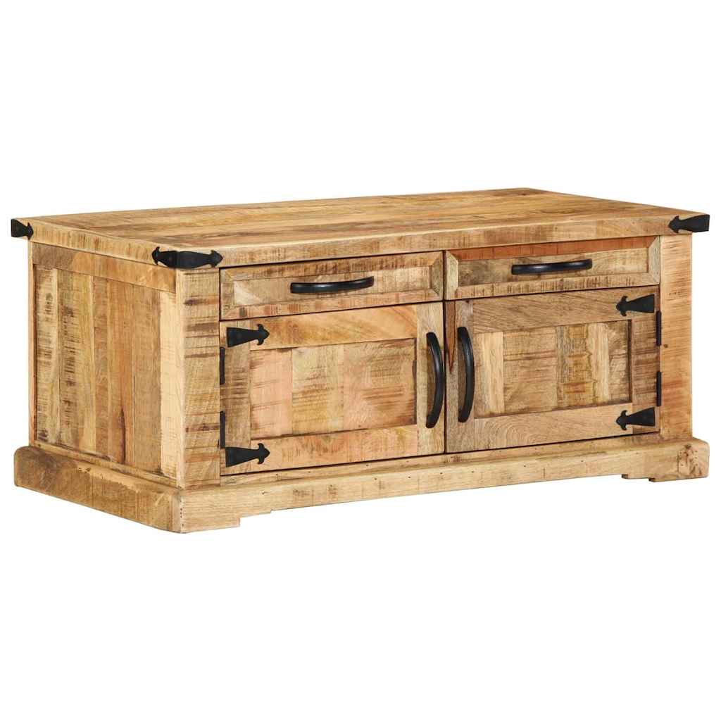 Couchtisch with Drawer Braun 90 x 50 x 40 cm Massivholz Mango