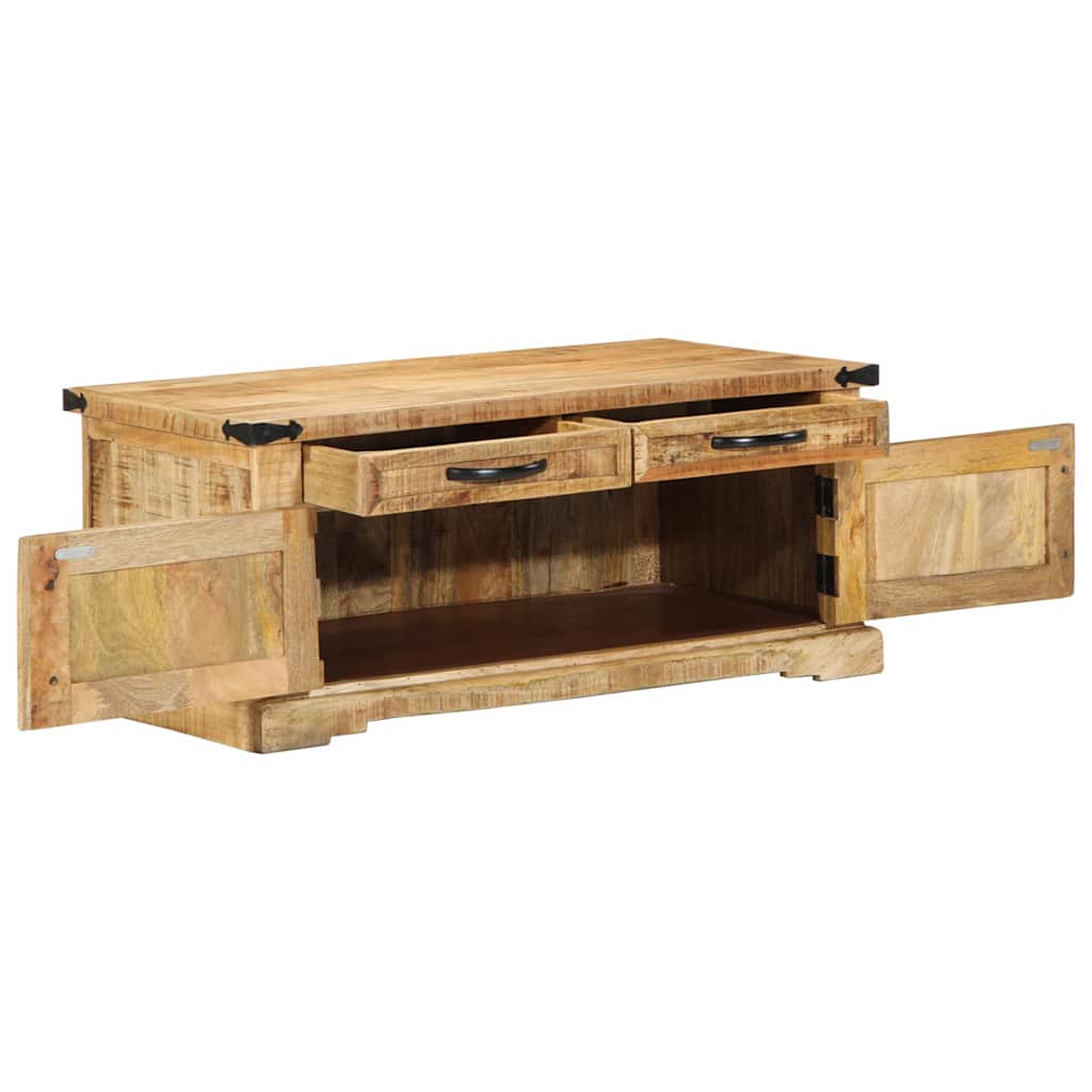 Couchtisch with Drawer Braun 90 x 50 x 40 cm Massivholz Mango