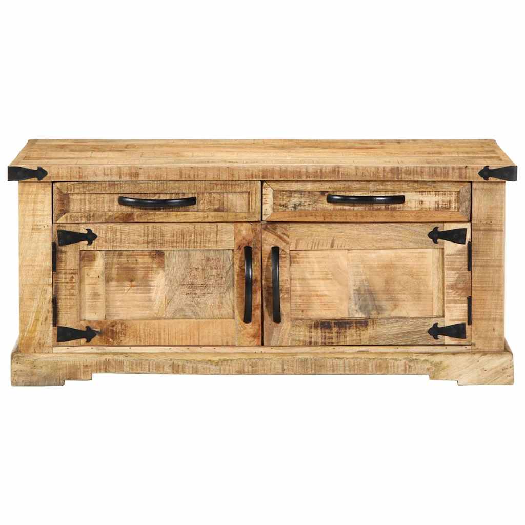 Couchtisch with Drawer Braun 90 x 50 x 40 cm Massivholz Mango
