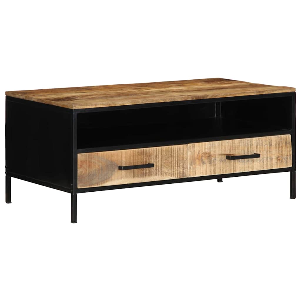 Couchtisch with Drawer Braun 90 x 50 x 40 cm Massivholz Mango