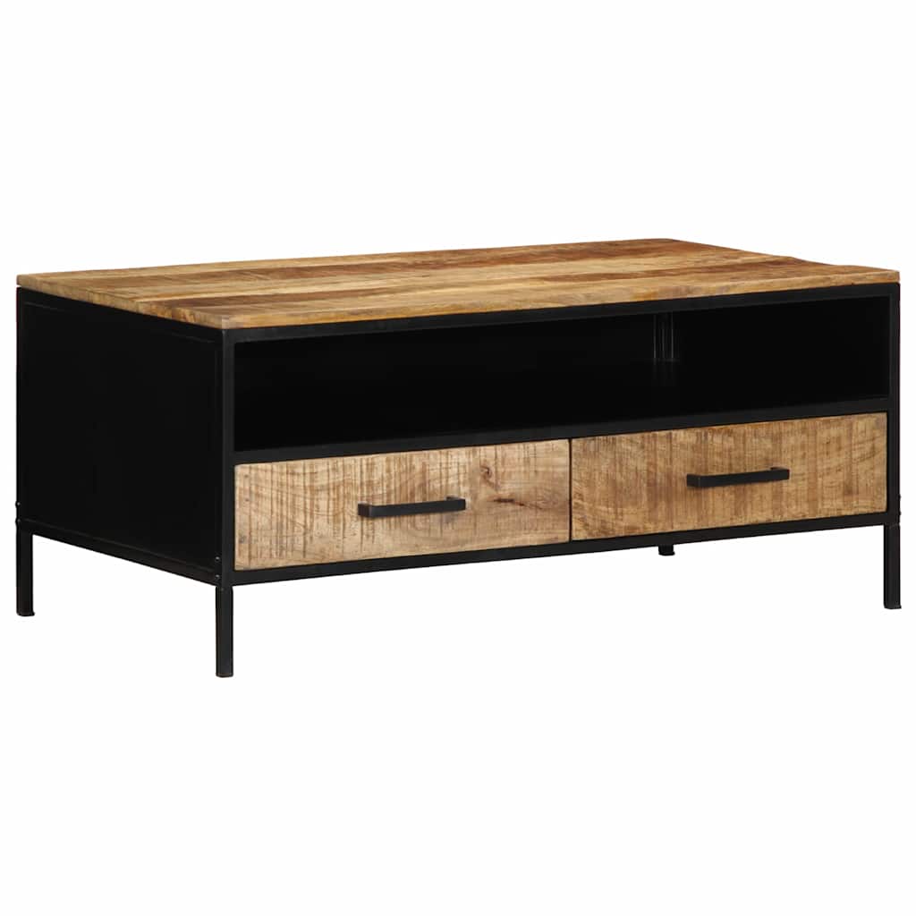 Couchtisch with Drawer Braun 90 x 50 x 40 cm Massivholz Mango