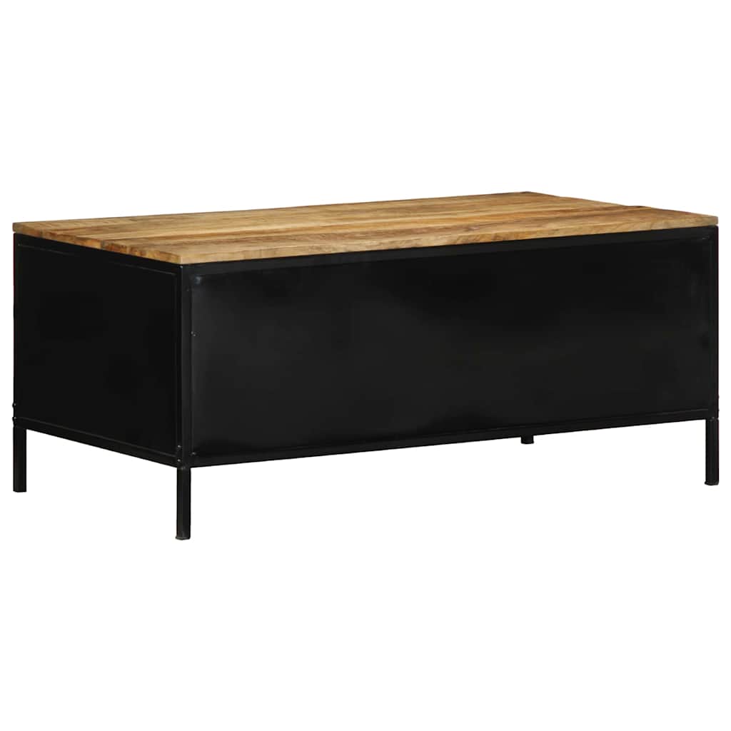 Couchtisch with Drawer Braun 90 x 50 x 40 cm Massivholz Mango