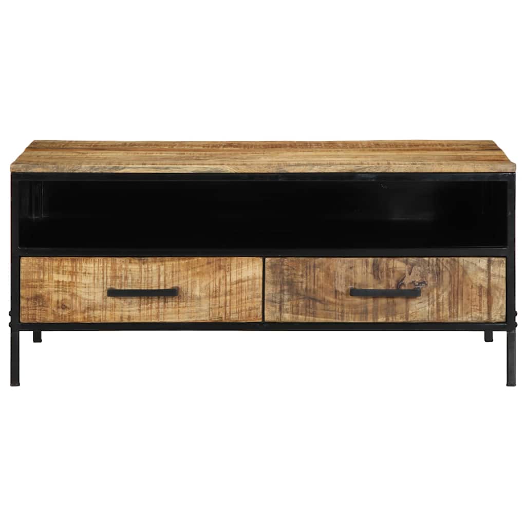 Couchtisch with Drawer Braun 90 x 50 x 40 cm Massivholz Mango