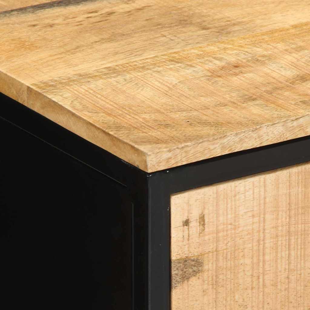 Nachttisch Braun und Schwarz 40 x 35 x 50 cm massives Mangoholz