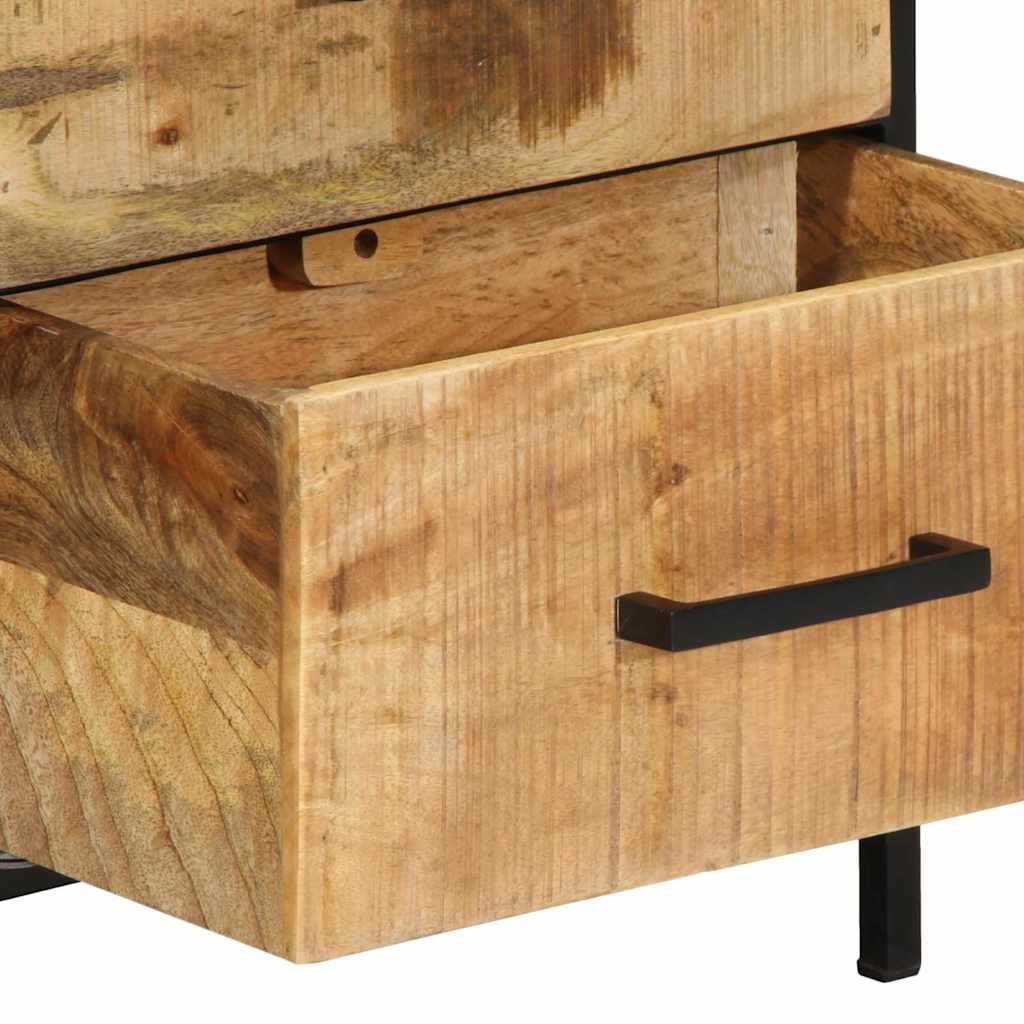 Nachttisch Braun und Schwarz 40 x 35 x 50 cm massives Mangoholz