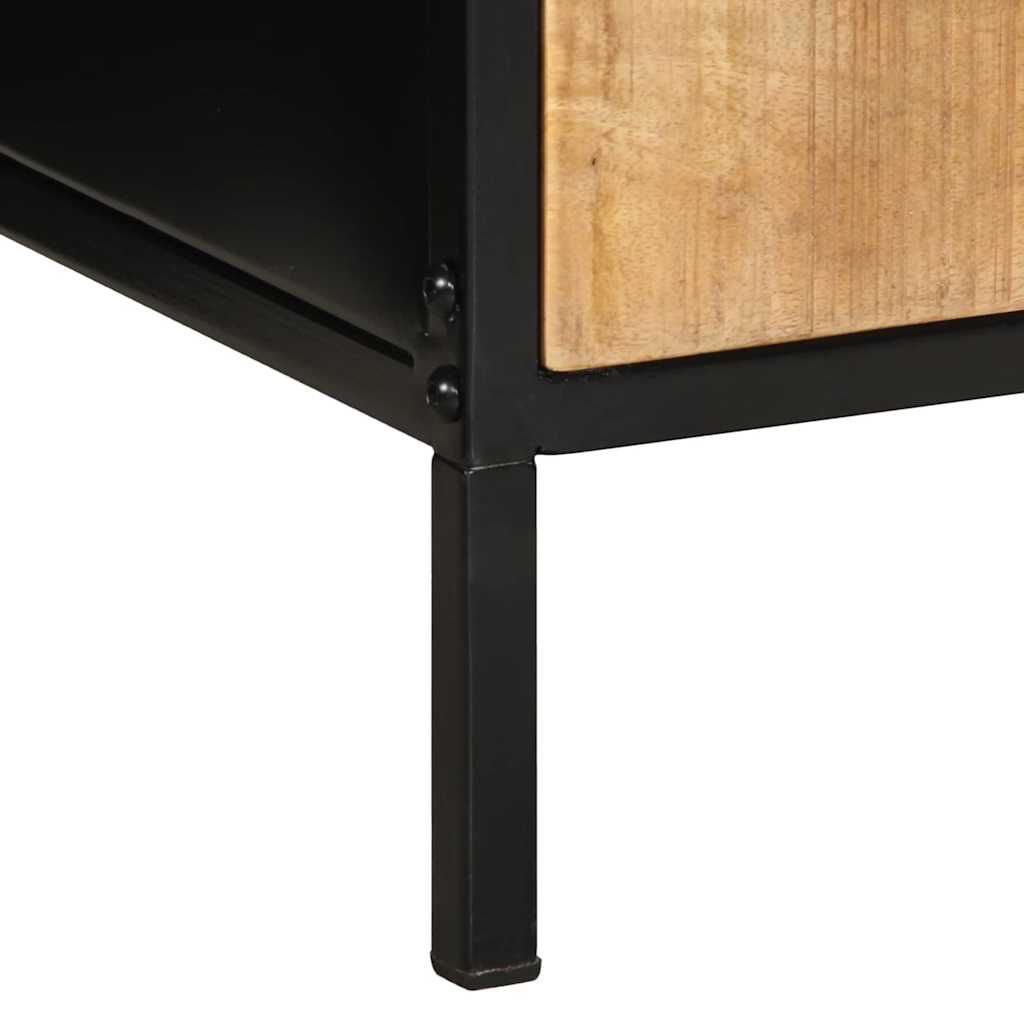 Nachttisch Braun und Schwarz 40 x 35 x 50 cm massives Mangoholz