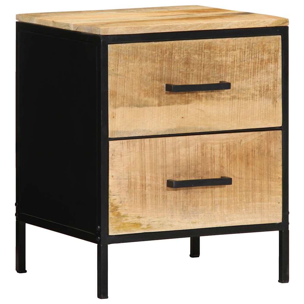 Nachttisch Braun und Schwarz 40 x 35 x 50 cm massives Mangoholz