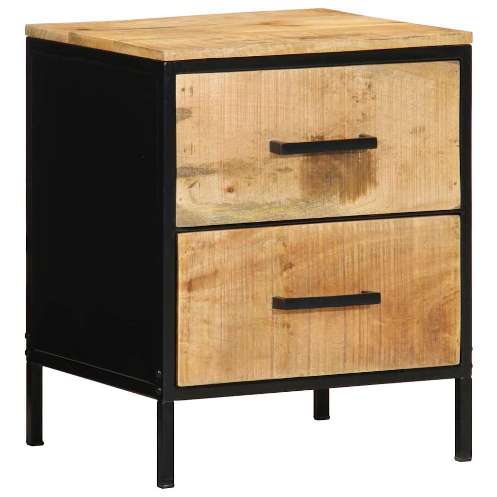 Nachttisch Braun und Schwarz 40 x 35 x 50 cm massives Mangoholz
