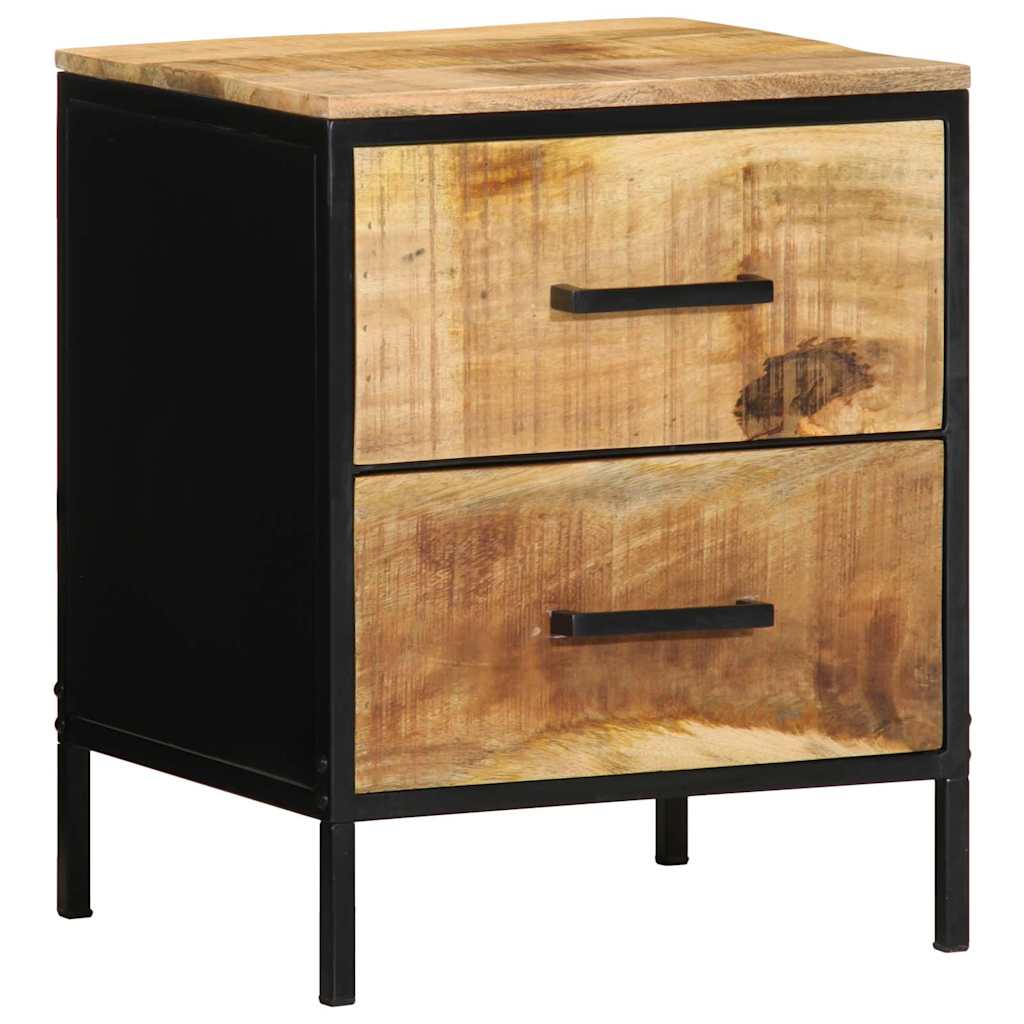 Nachttisch Braun und Schwarz 40 x 35 x 50 cm massives Mangoholz