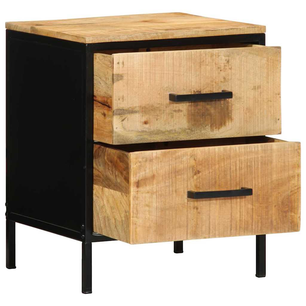 Nachttisch Braun und Schwarz 40 x 35 x 50 cm massives Mangoholz