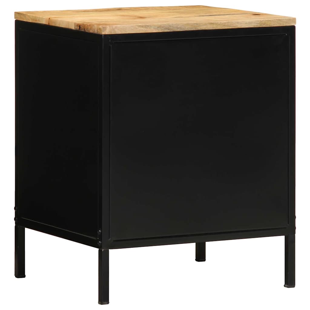Nachttisch Braun und Schwarz 40 x 35 x 50 cm massives Mangoholz