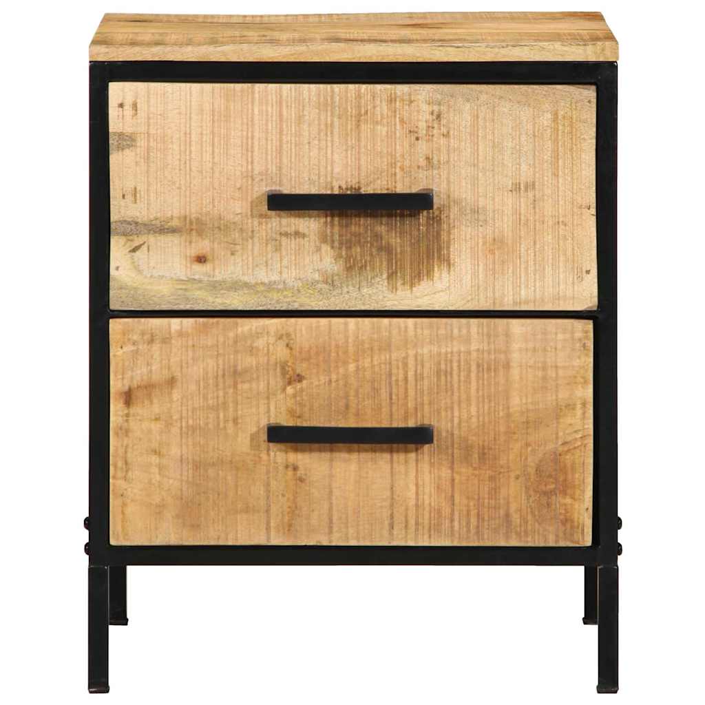 Nachttisch Braun und Schwarz 40 x 35 x 50 cm massives Mangoholz