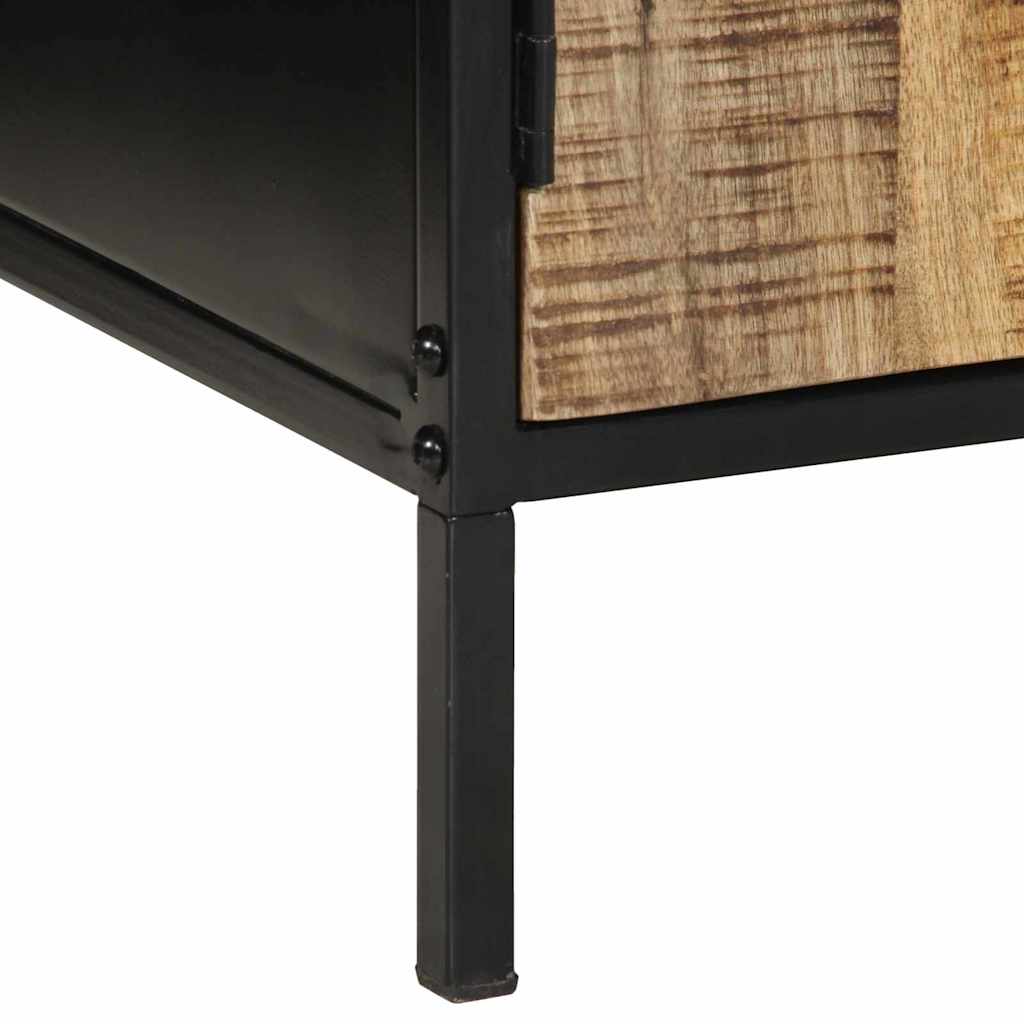 Nachttisch Braun und Schwarz 50 x 30 x 45 cm massives Mangoholz