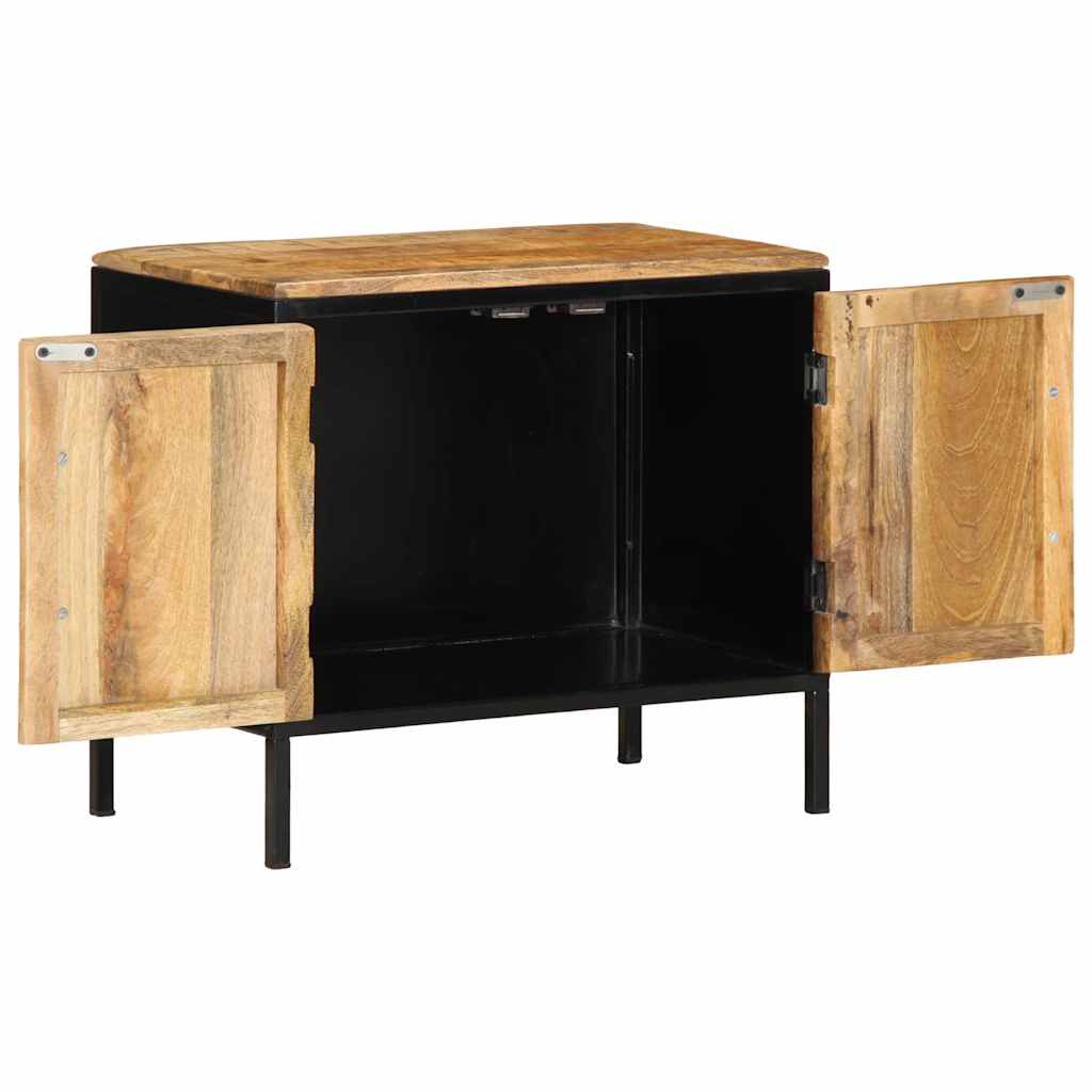 Nachttisch Braun und Schwarz 50 x 30 x 45 cm massives Mangoholz