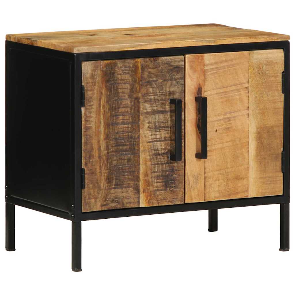 Nachttisch Braun und Schwarz 50 x 30 x 45 cm massives Mangoholz