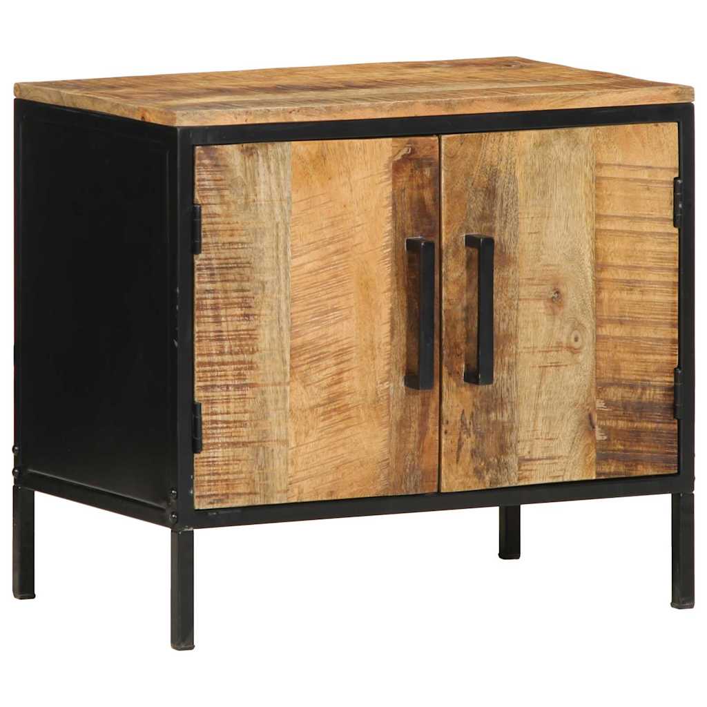 Nachttisch Braun und Schwarz 50 x 30 x 45 cm massives Mangoholz