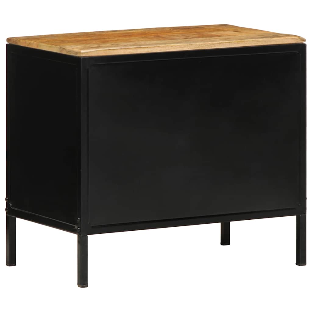Nachttisch Braun und Schwarz 50 x 30 x 45 cm massives Mangoholz