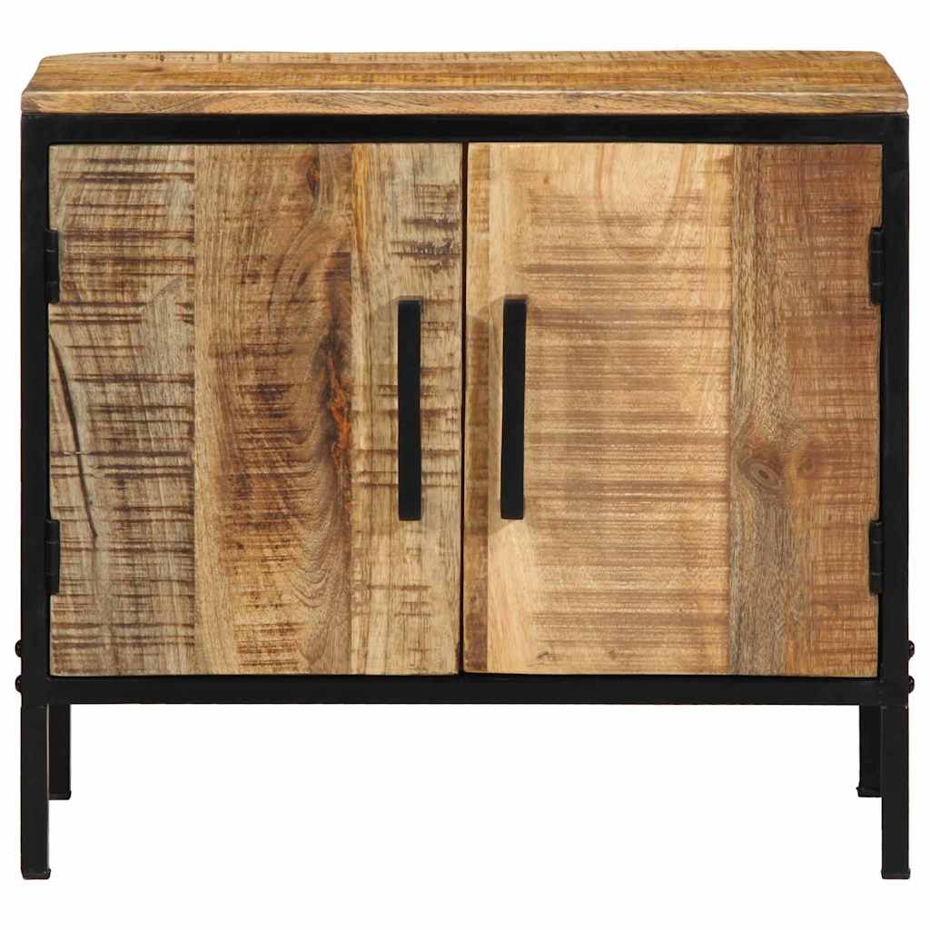 Nachttisch Braun und Schwarz 50 x 30 x 45 cm massives Mangoholz