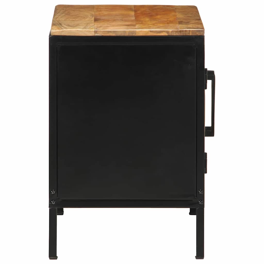 Nachttisch Braun und Schwarz 50 x 30 x 45 cm massives Mangoholz