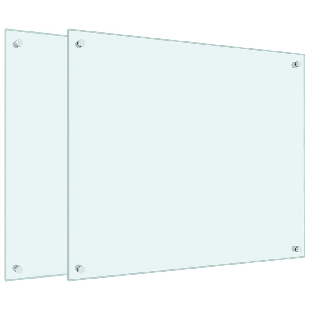 Küchenrückwände 2 Stk. Weiß 70x60 cm Hartglas