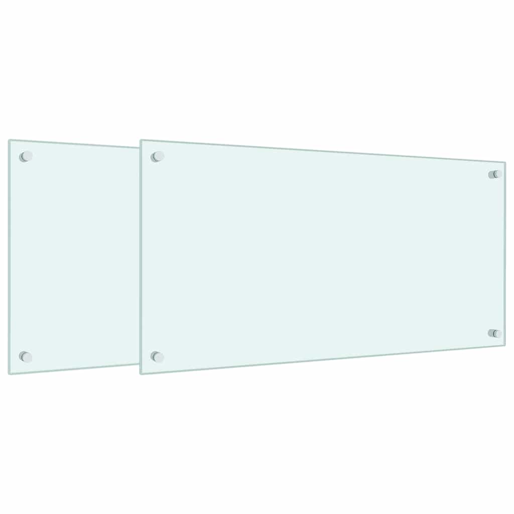 Küchenrückwände 2 Stk. Weiß 80x40 cm Hartglas