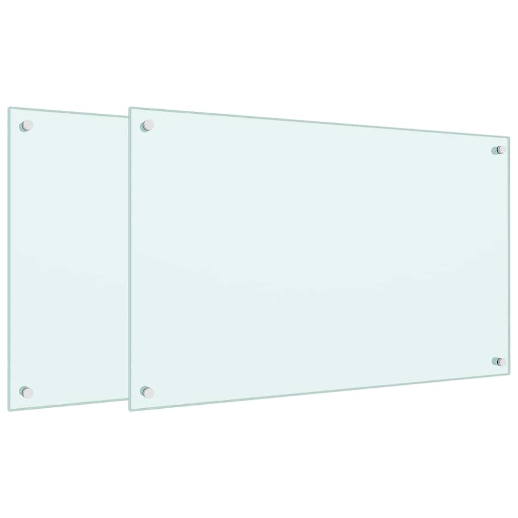Küchenrückwände 2 Stk. Weiß 80x50 cm Hartglas