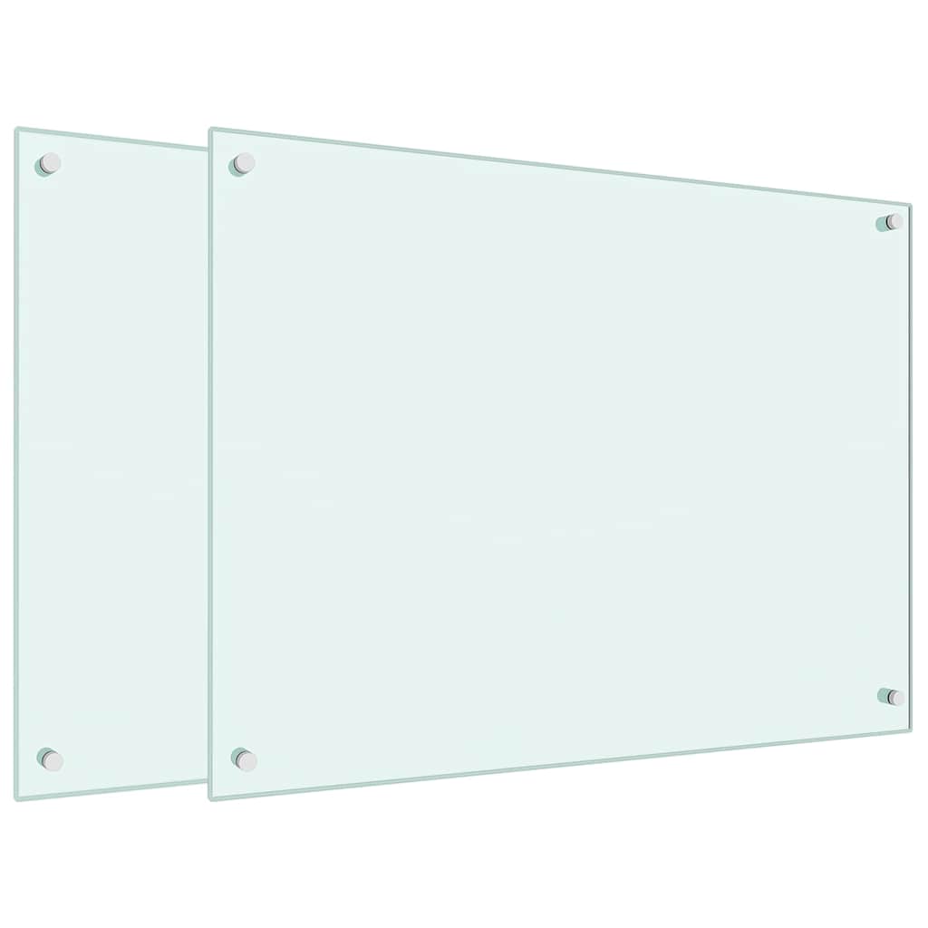 Küchenrückwände 2 Stk. Weiß 80x60 cm Hartglas