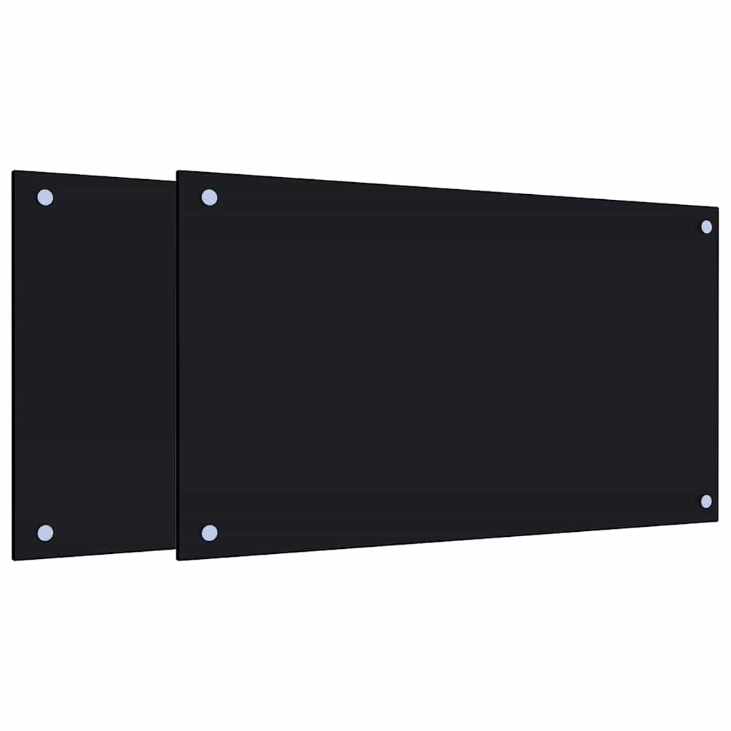 Küchenrückwände 2 Stk. Schwarz 70x40 cm Hartglas