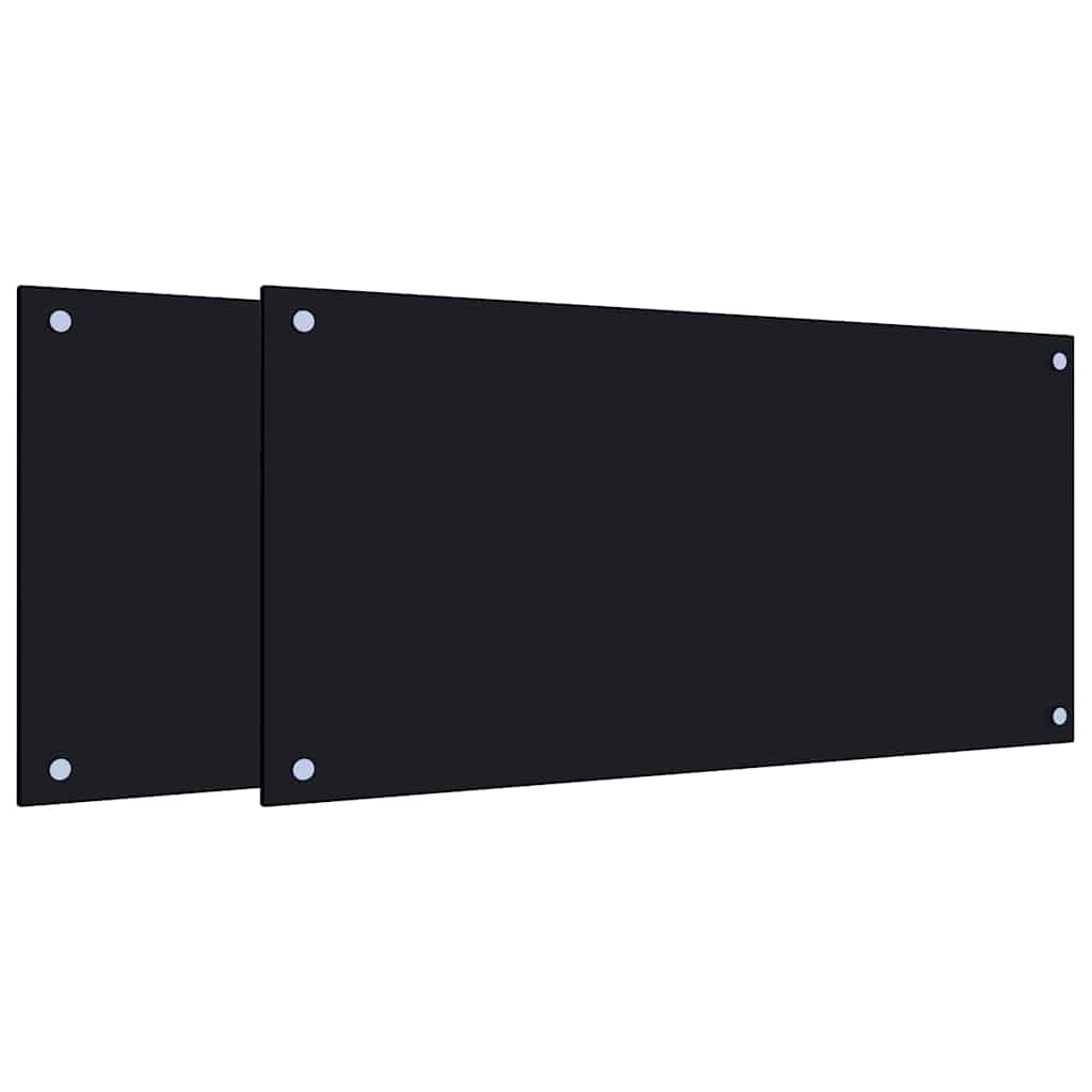 Küchenrückwände 2 Stk. Schwarz 80x40 cm Hartglas