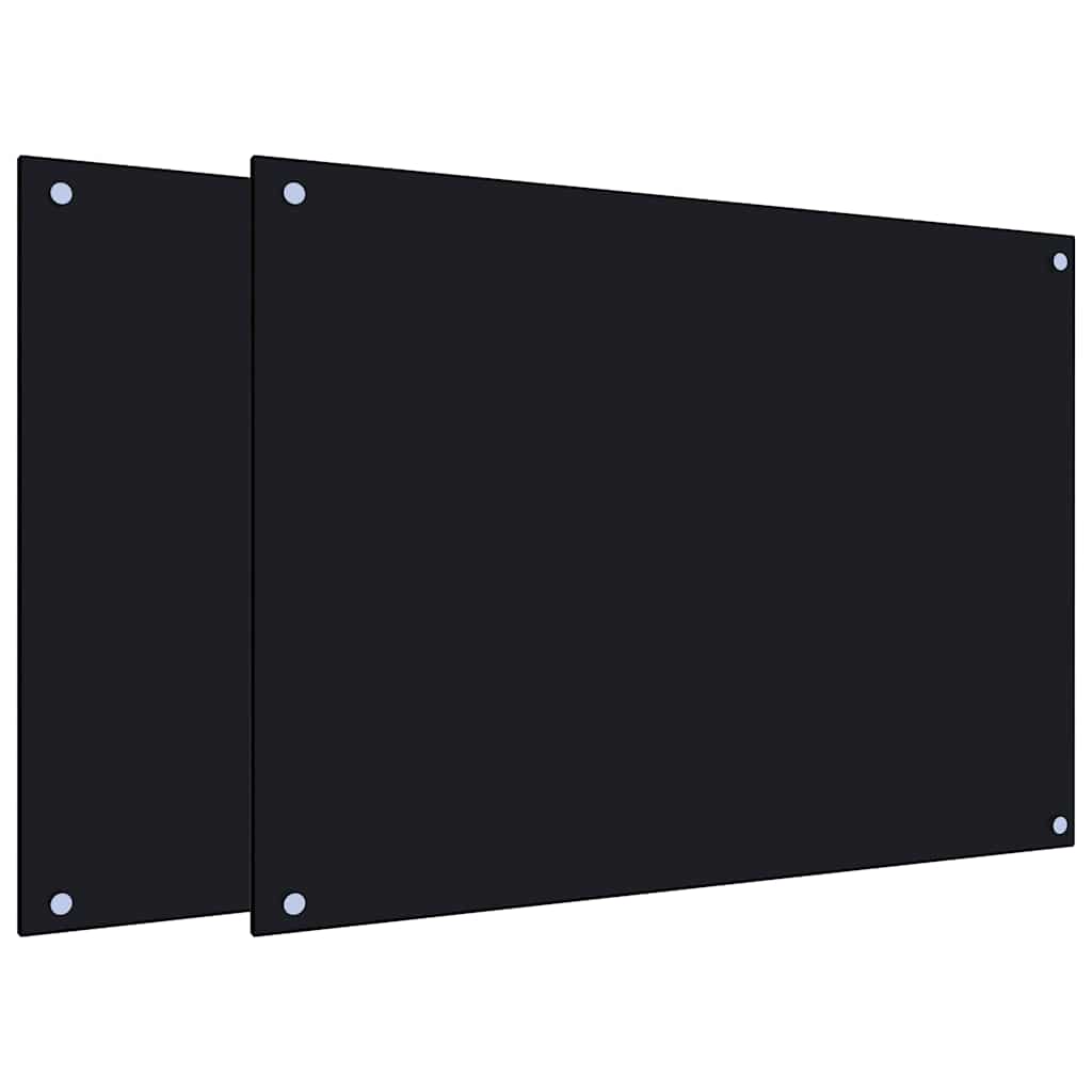 Küchenrückwände 2 Stk. Schwarz 80x60 cm Hartglas