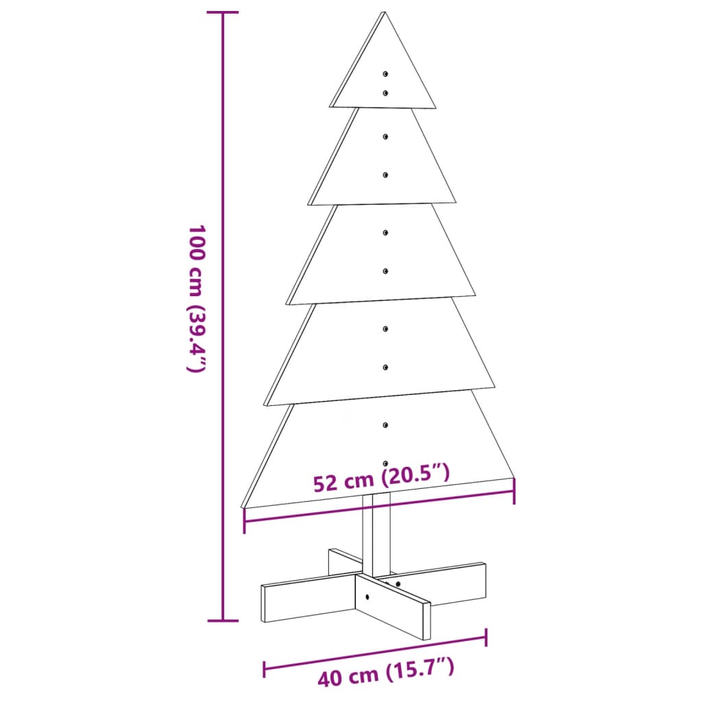 Christmas tree wood for decoration 100 cm solid pine wood