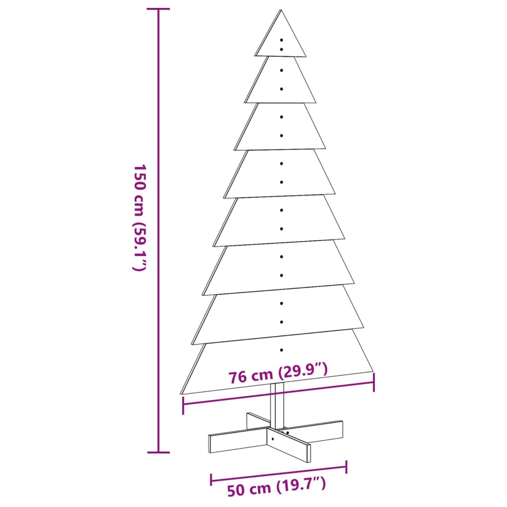 Christmas tree wood for decoration 150 cm solid pine