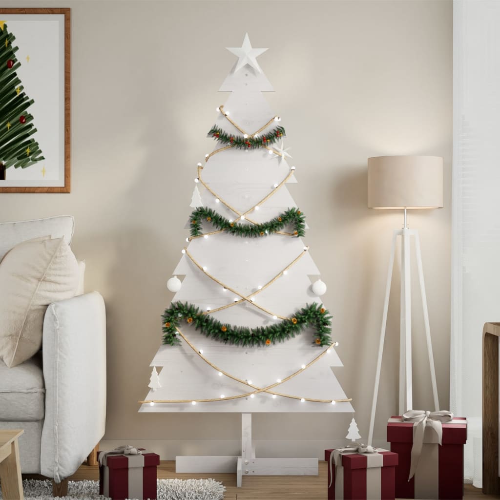 Christmas tree to decorate white 150 cm solid pine wood