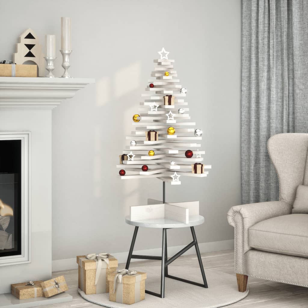 Christmas tree to decorate white 100 cm solid pine wood