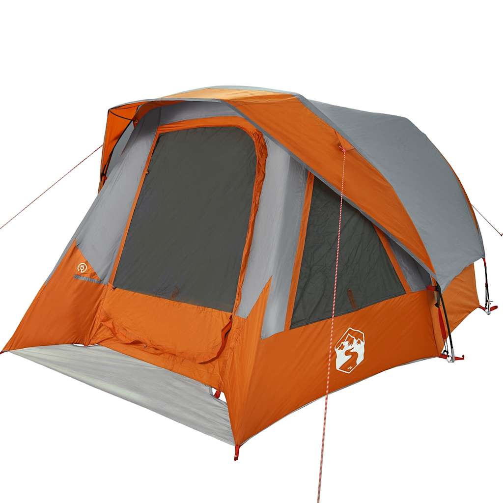 Camping Tent 4 Persons Gray and Orange Waterproof