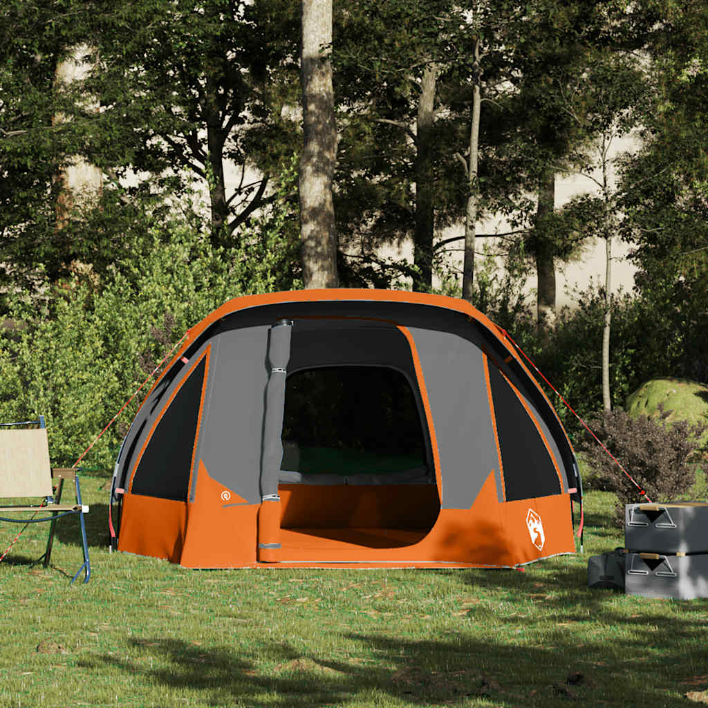 Camping Tent 4 Persons Gray and Orange Waterproof