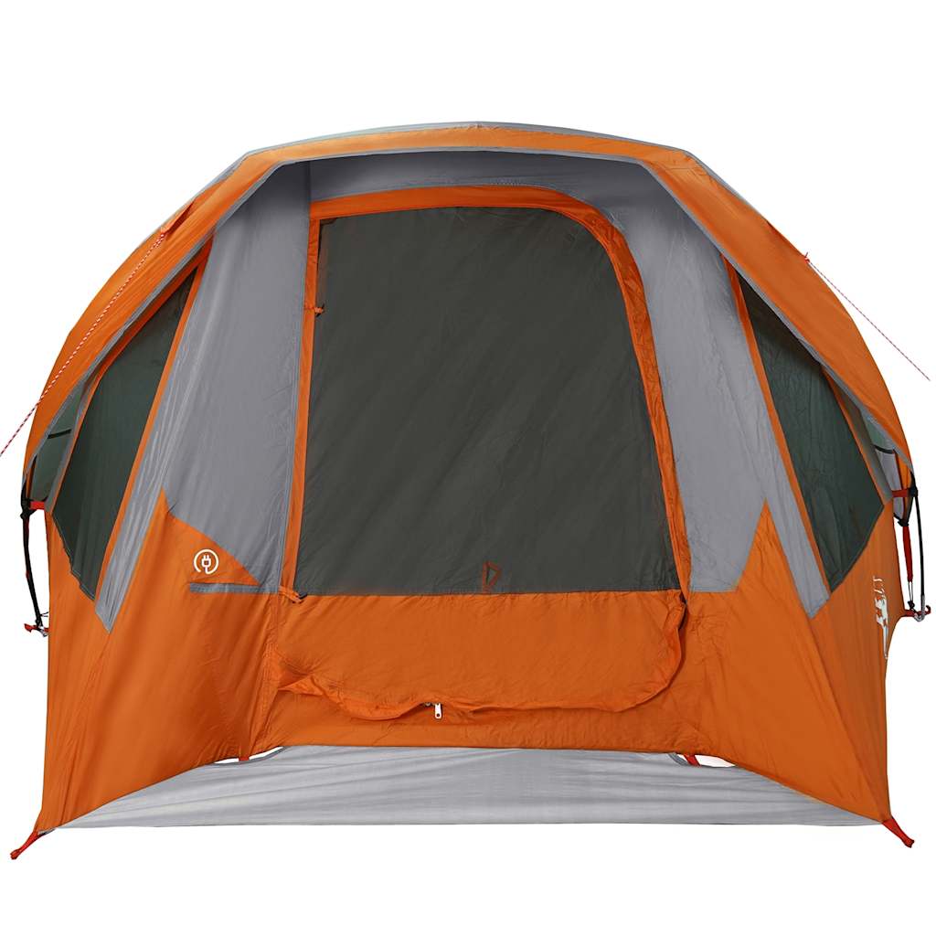 Camping Tent 4 Persons Gray and Orange Waterproof