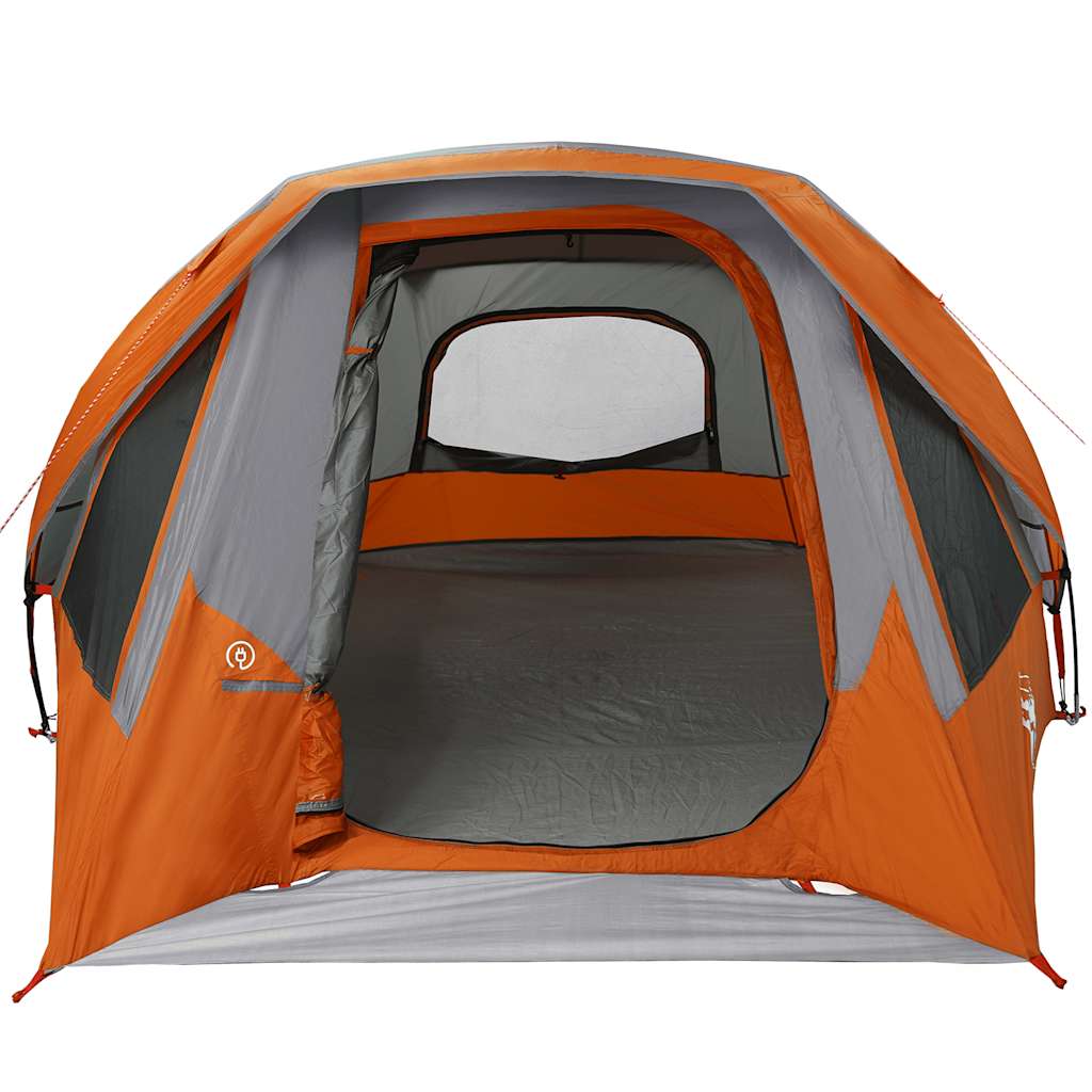 Camping Tent 4 Persons Gray and Orange Waterproof