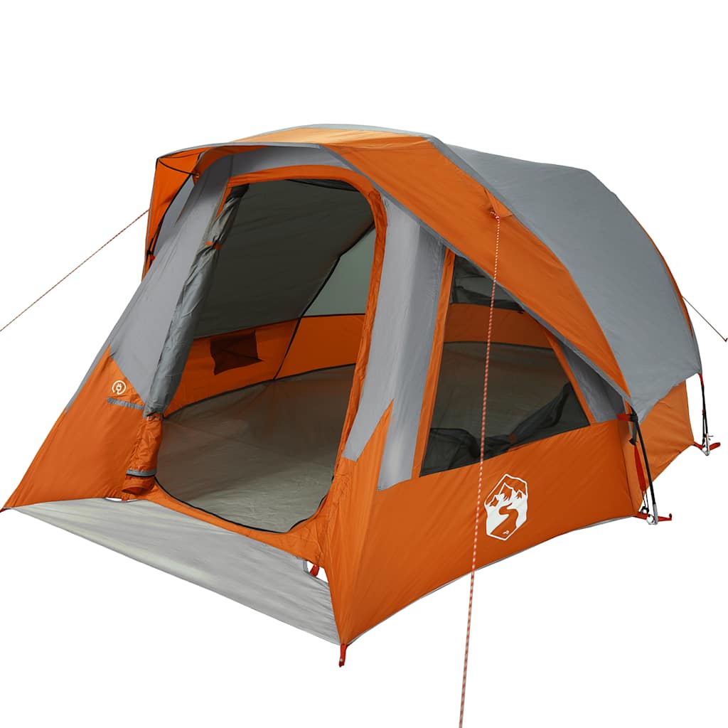 Camping Tent 4 Persons Gray and Orange Waterproof