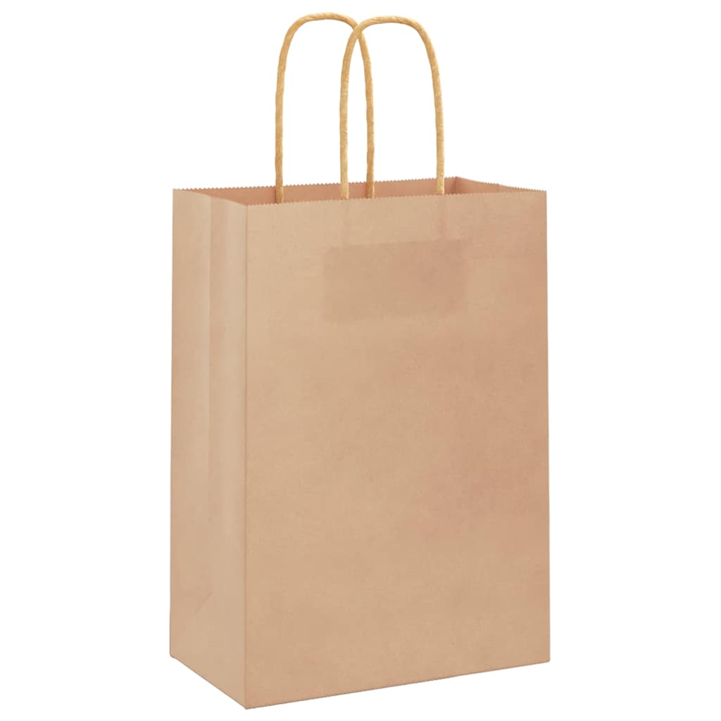 Paper carrier bags 50 pcs. with handles brown 15x8x21 cm