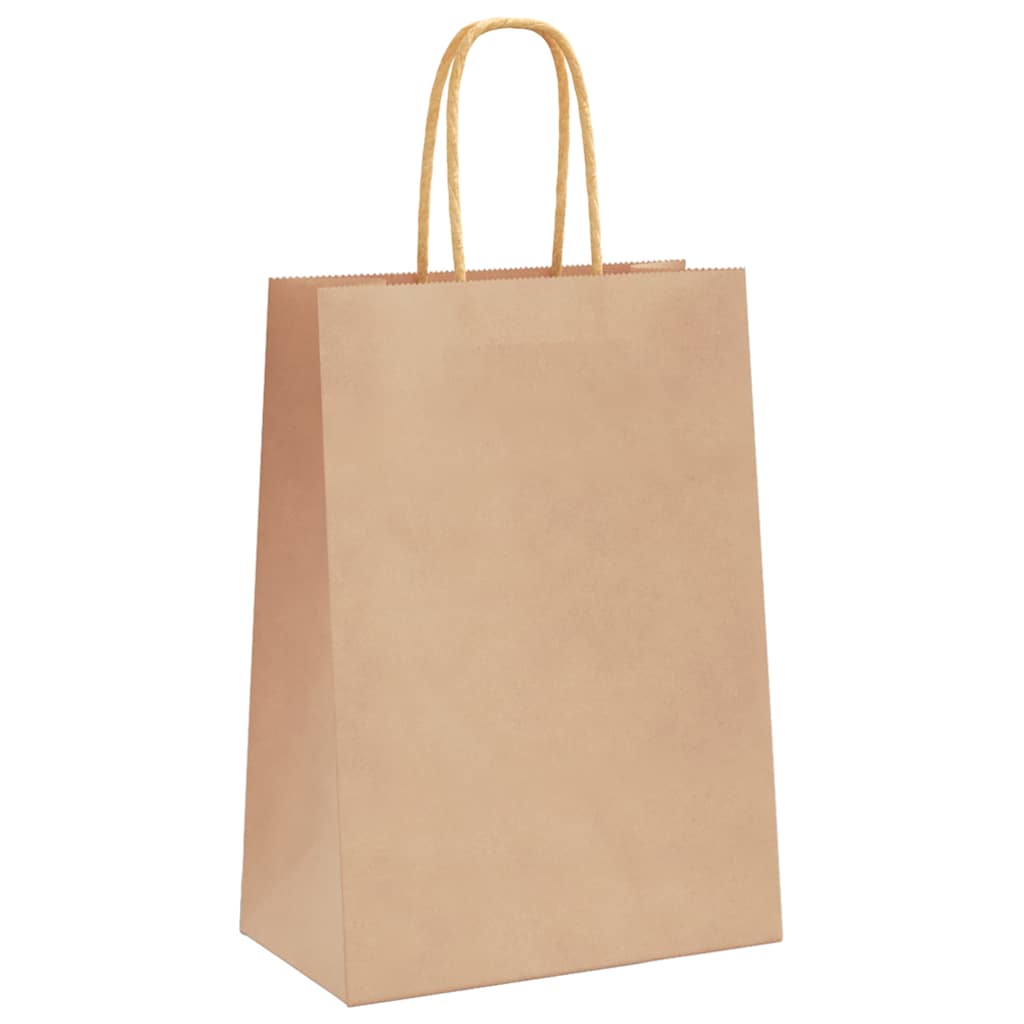 Paper carrier bags 50 pcs. with handles brown 15x8x21 cm