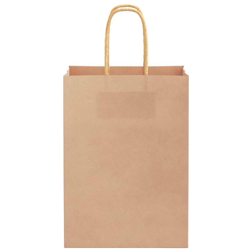 Paper carrier bags 50 pcs. with handles brown 15x8x21 cm