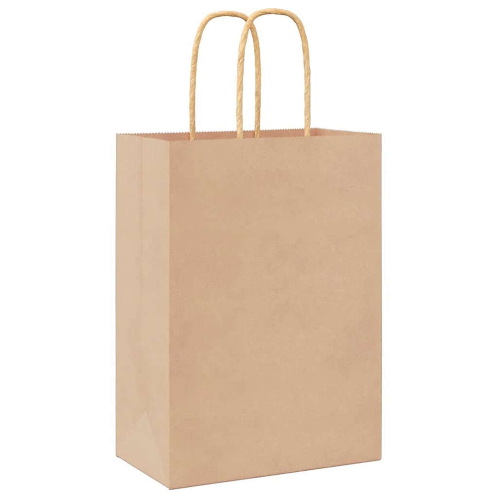 Paper carrier bags 50 pcs. with handles brown 15x8x21 cm