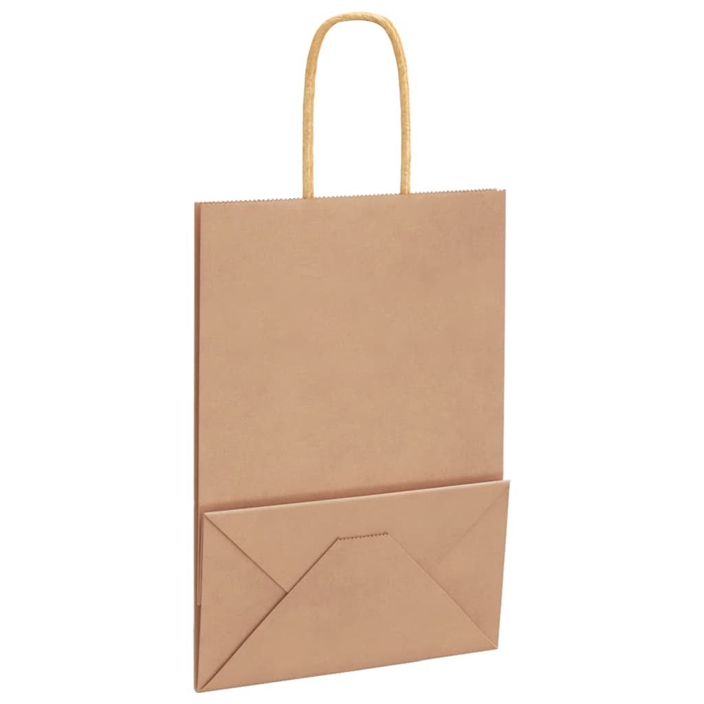 Paper carrier bags 50 pcs. with handles brown 15x8x21 cm