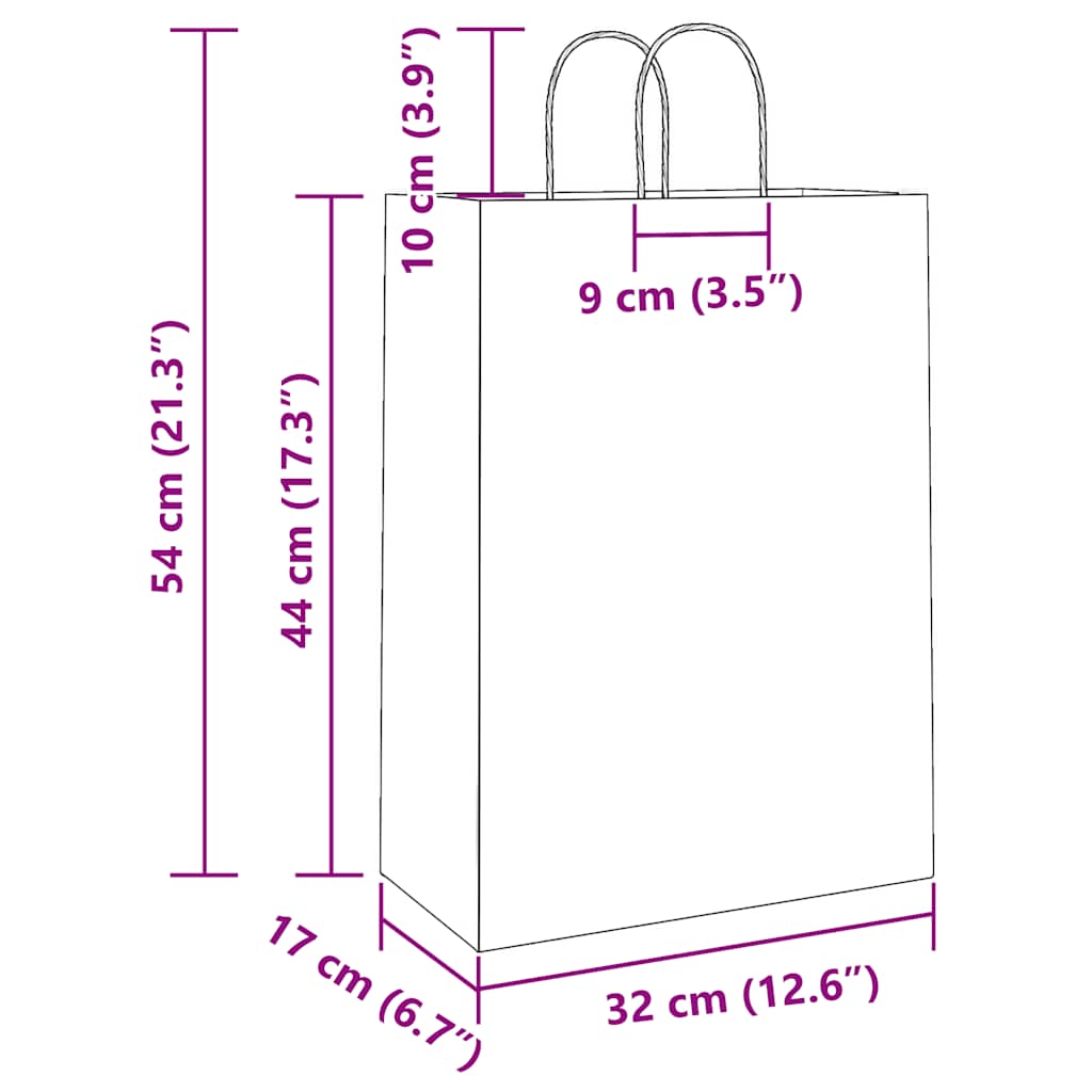 Papiertragetaschen 250 Stk. mit Henkeln Braun 32x17x44 cm