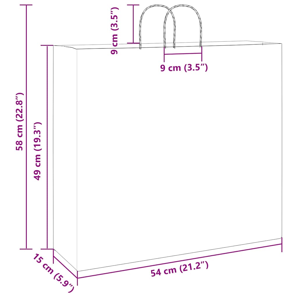 Paper carrier bags 250 pcs. with handles Brown 54x15x49 cm